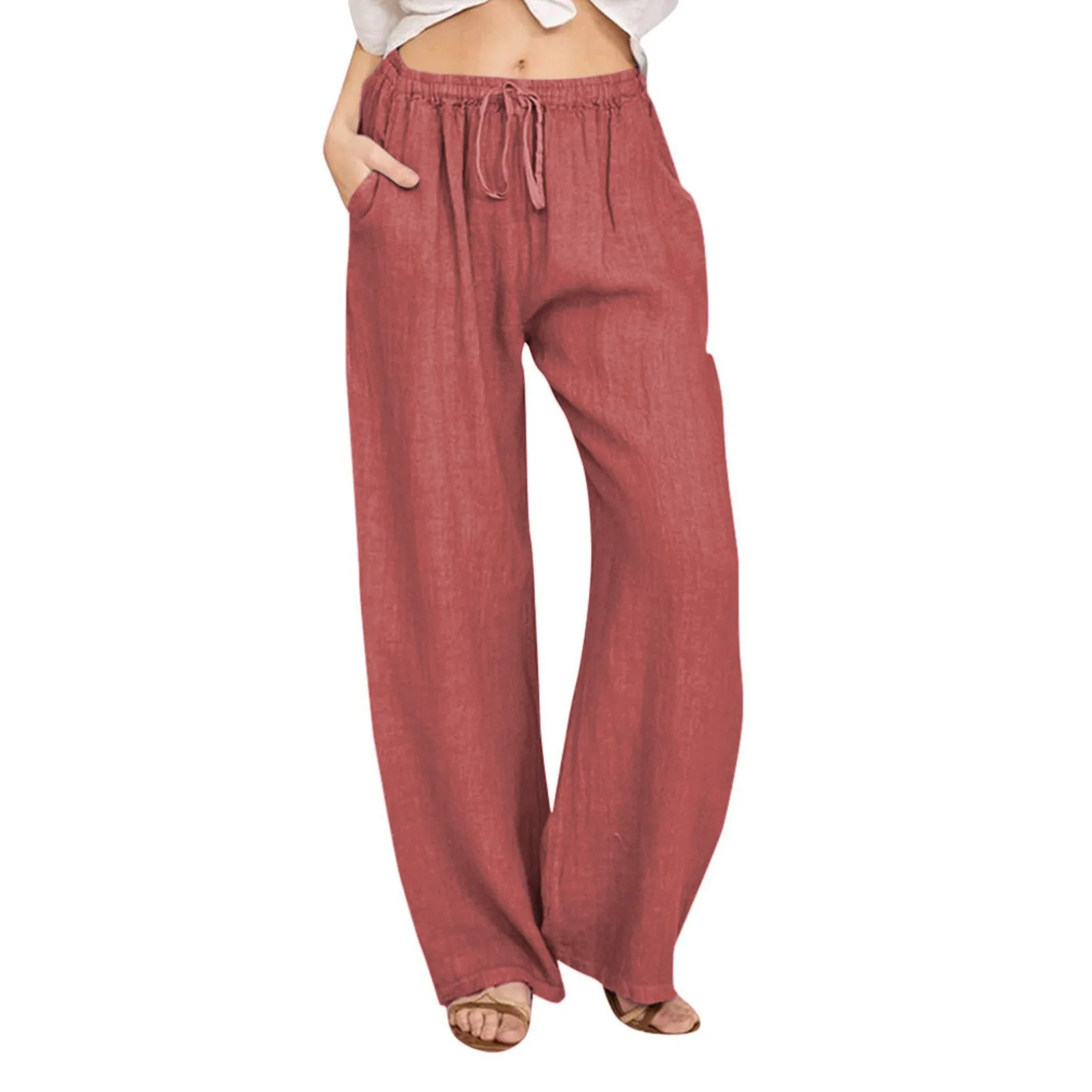 

Women'S Casual Straight Leg Pants Solid Color Casual Long Pants With Pockets Pantaloni Donna CalçA Pantalona Feminina 여성옷