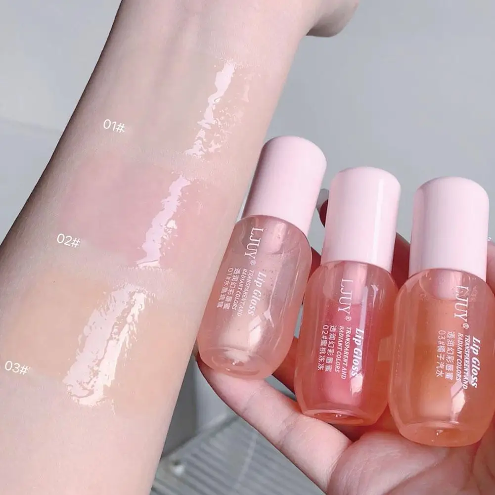 Crystal Jelly Lip Oil Hydrating Plumping Lips Coat Lipstick Lipgloss Tint Clear Lip Plumper Serum Transparent Fruit Gloss lip makeup lip glaze lip tint lip gloss lip oil lip plumper