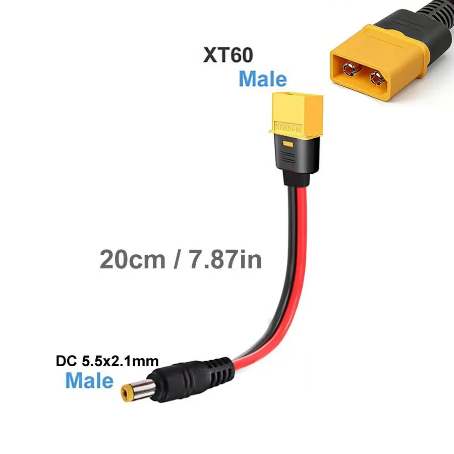 XT60 플러그 암수-DC 5.5x2.1mm 커넥터 충전 어댑터 케이블 변환 와이어 RC 리포 배터리 자동차 드론 비행기용