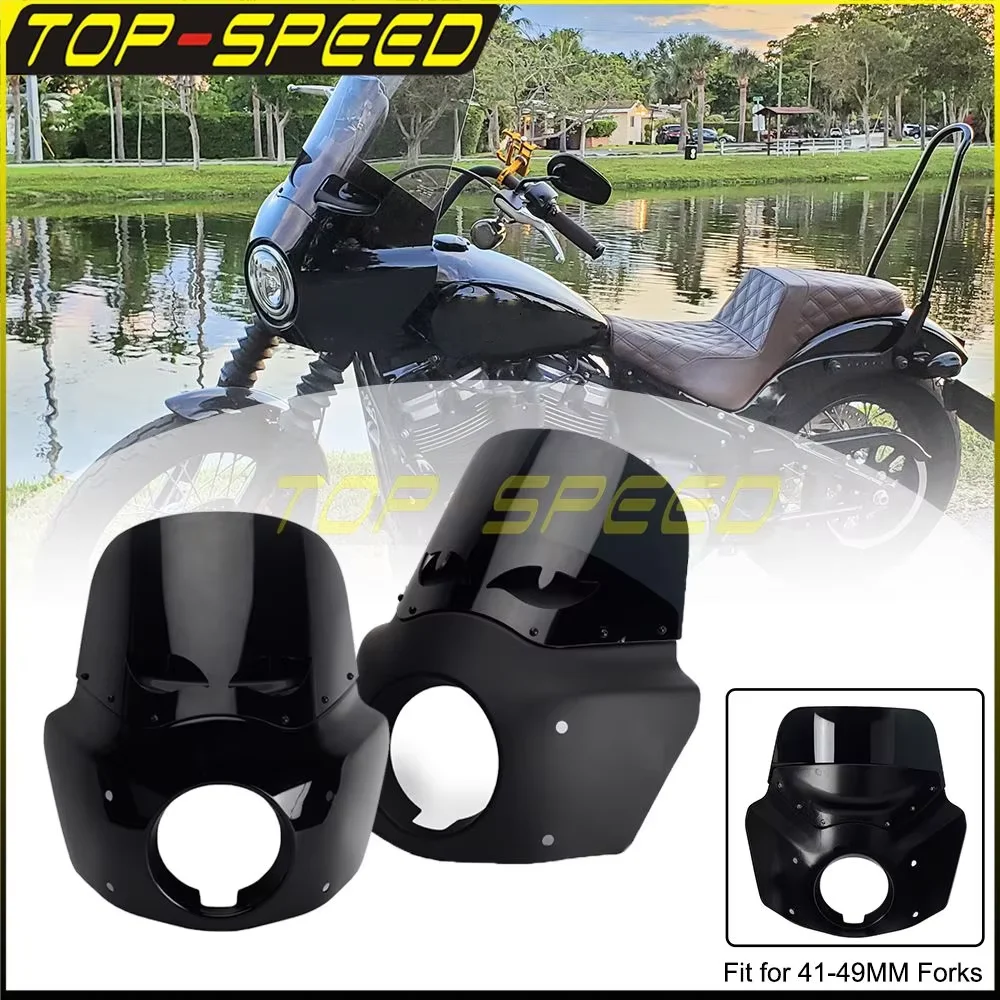 Club Headlight Polycarbonate Fairing Windshield For Harley Softail Street Bob FXBB 114 FXBBS Low Rider FXLR Standard FXST 18-22