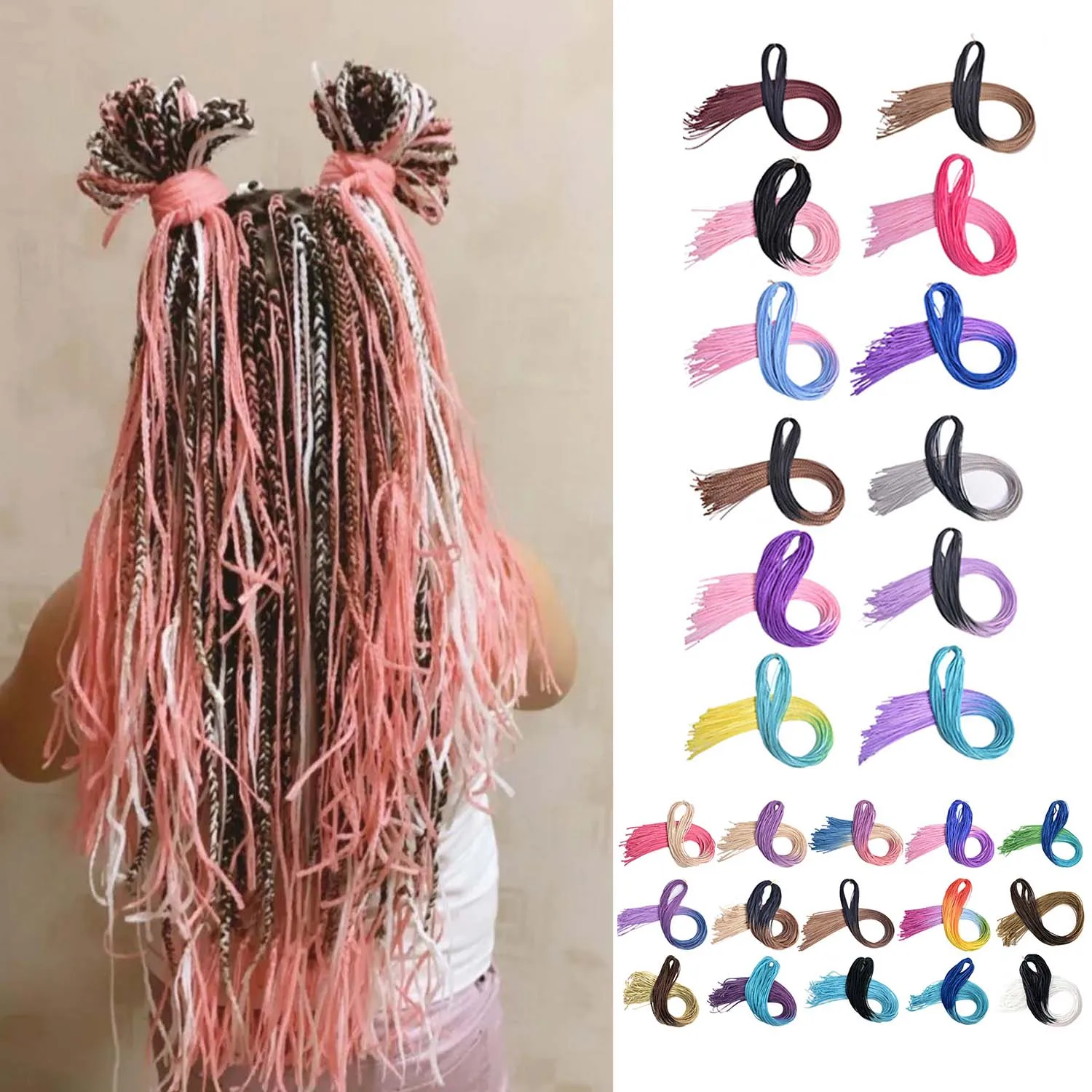 

Synthetic Zizi Braiding Hair Extensions Ombre Colorful 613 Blonde Pink Thin Box Braids Zizi Braids Hair For Women BUDABUDA