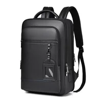 Sac à dos exécutif hommes sacoche en cuir PU USB charge porte-documents bureau voyage ordinateur portable bureau affaires épaule sac à dos mâle 4