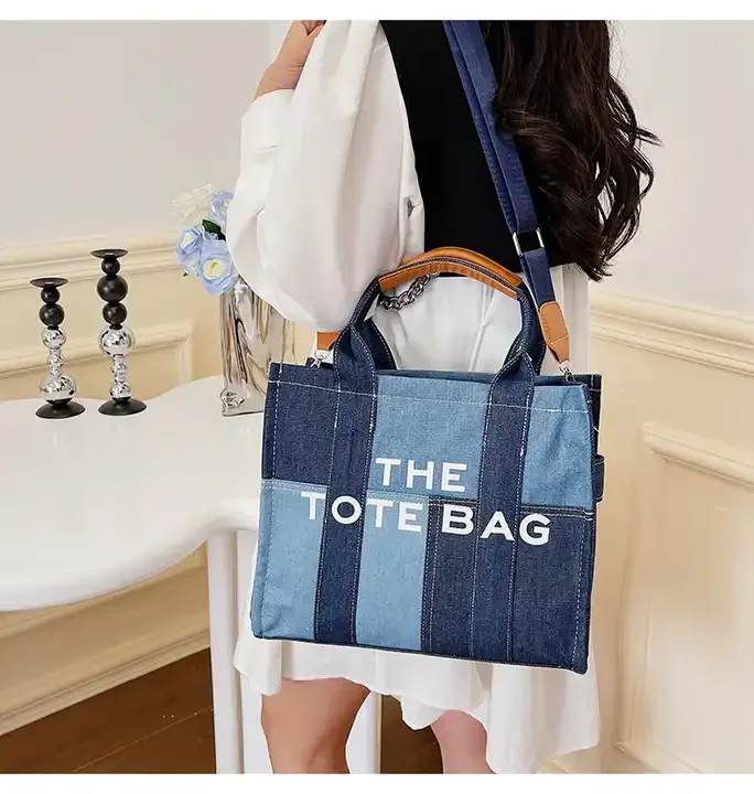 

BM9428 Denim Purse Tote Bag Canvas Alphabet Custom women's Designer tote bag Large capacity women's denim tote bag