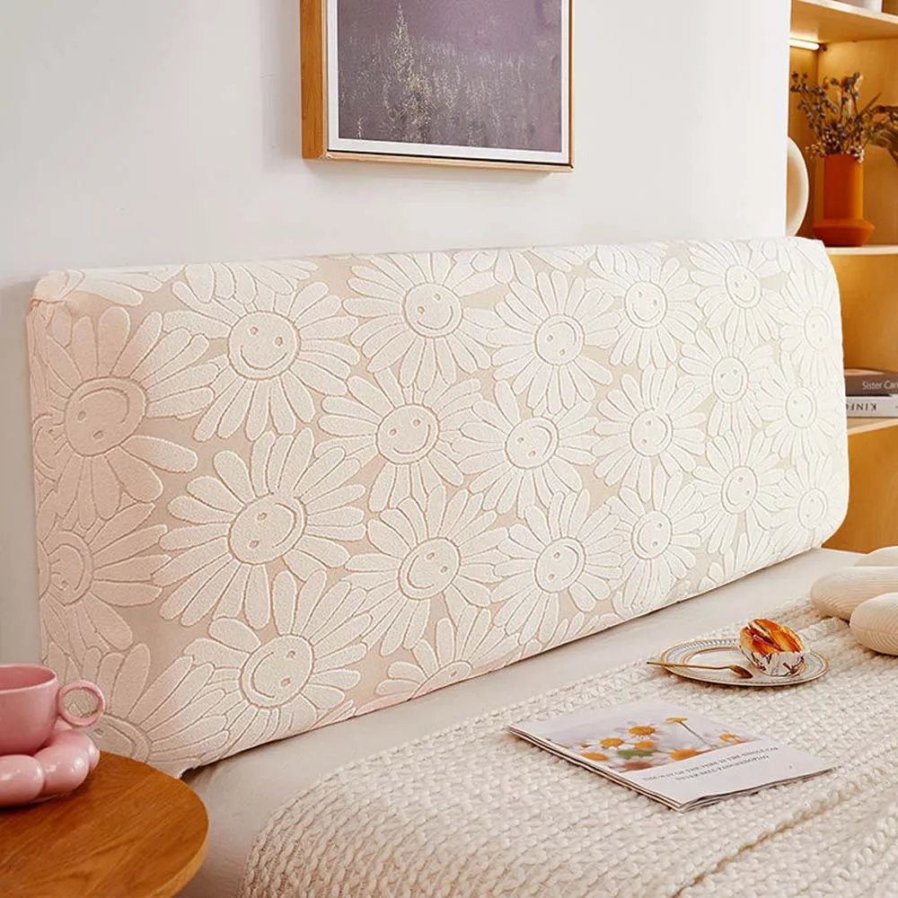 Jacquard Leaves Bed Head Cover Thicken Elastic Headboard Covers Bedhead Cover Back Protection Dust Covers For Home Hotel Bed