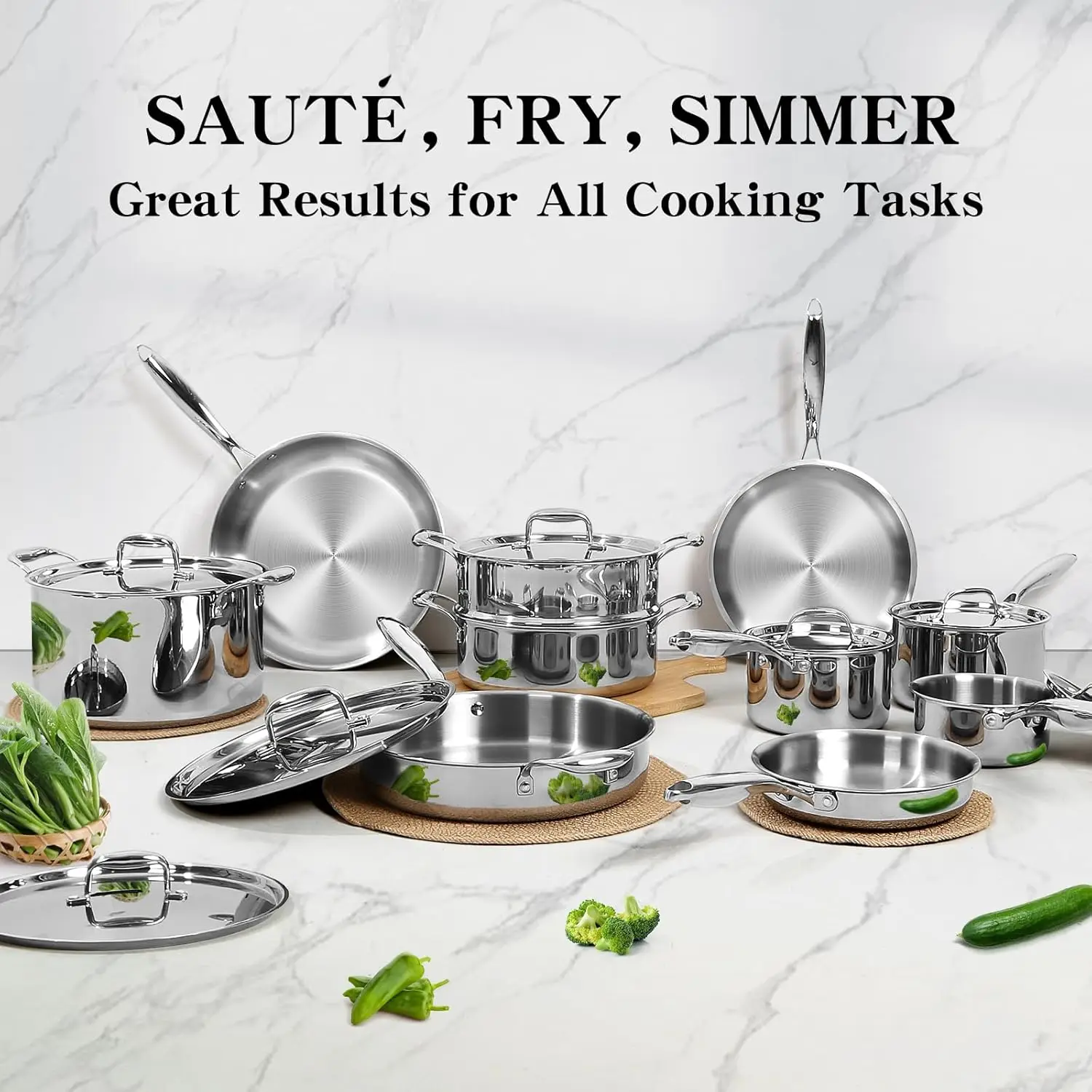 17 Pc Stainless Steel Cookware Set 6