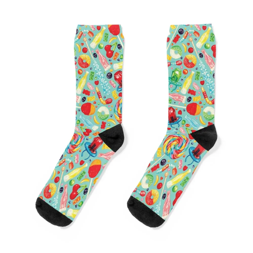 

Candy Pattern - Blue Socks moving stockings gym kawaii Woman Socks Men's