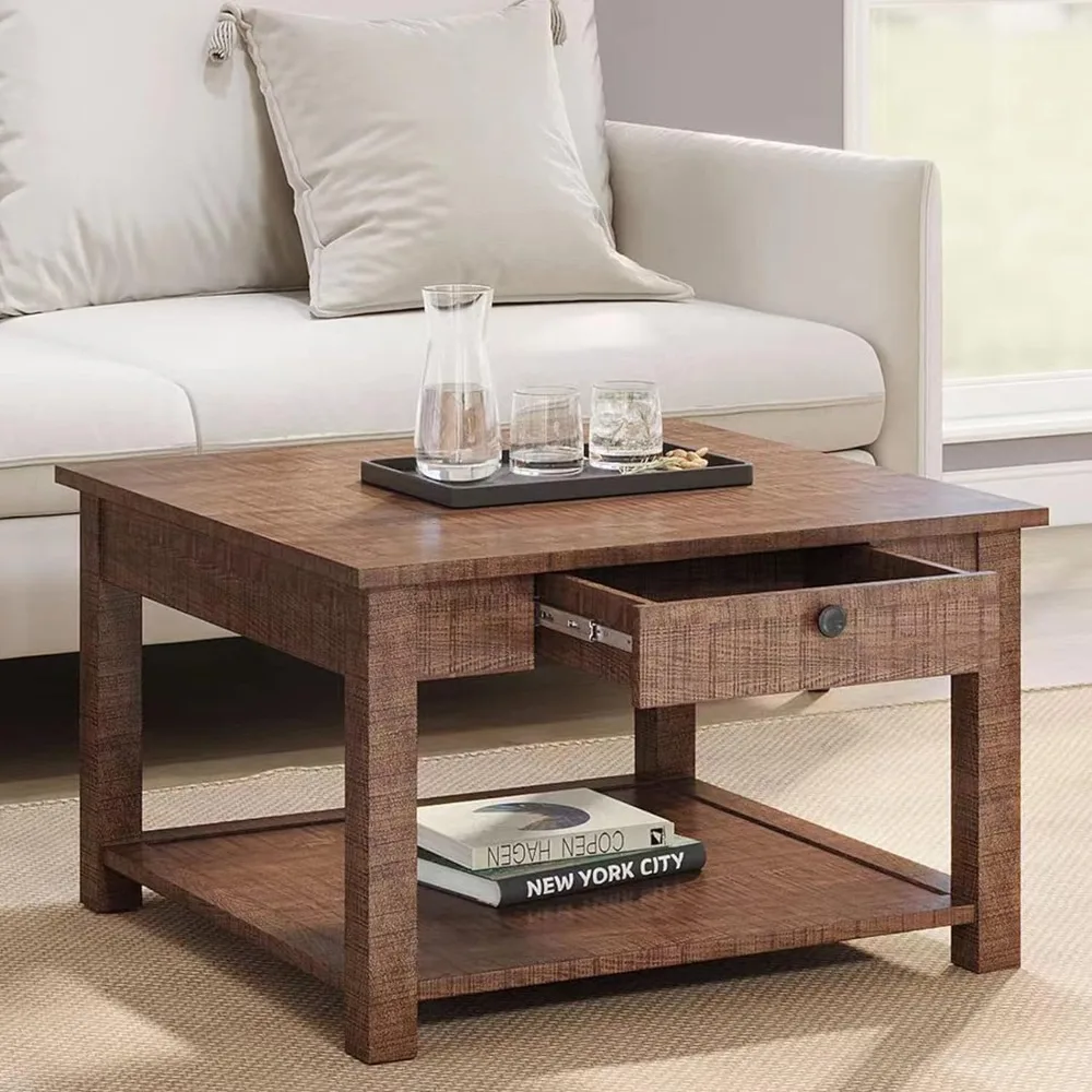

Coffee table, coffee table with drawers and shelves, medieval modern wooden coffee table, living room center table