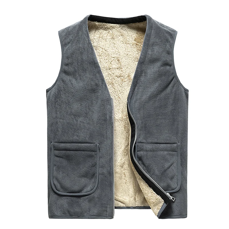 

Nice New Autumn Winter Middle-Aged And Elderly Dad Warm Vest Fashion Trend Versatile Men'S Plush Thickened Lamb Waistcoat