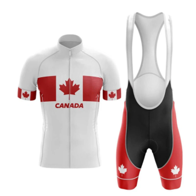 

Men's Canada Bike Team Wear New Summer Breathable Cycling Jersey Set Short Sleeve Quick Dry MTB Sportswear Ropa Maillot Ciclismo