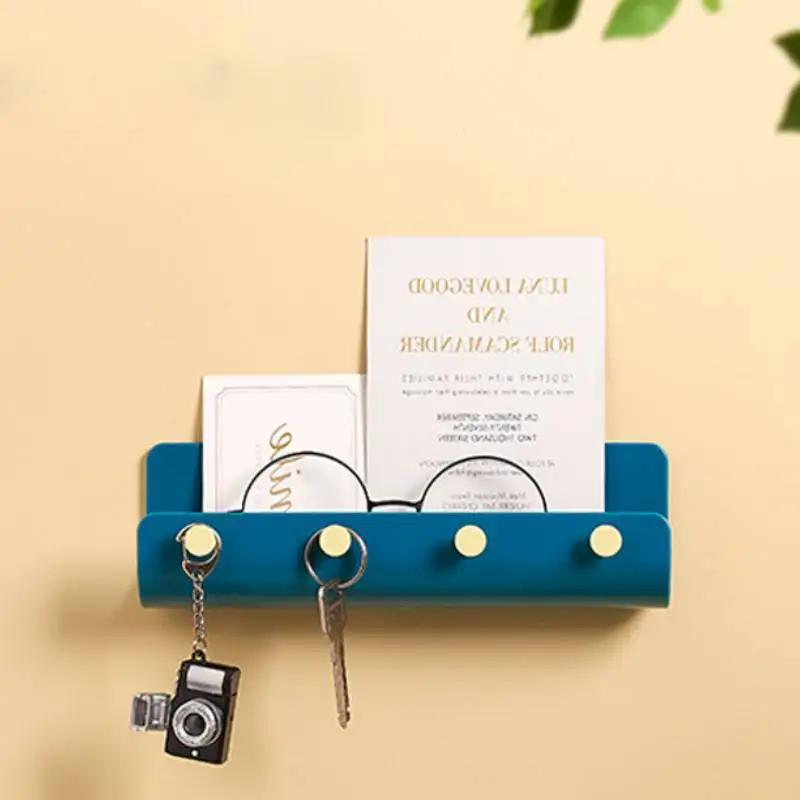 Adhesive Hanging Key Holder Wall Mounted Kitchen Drying Rack Durable No Drilling Storage Container for Bracelet Phone Mails 3