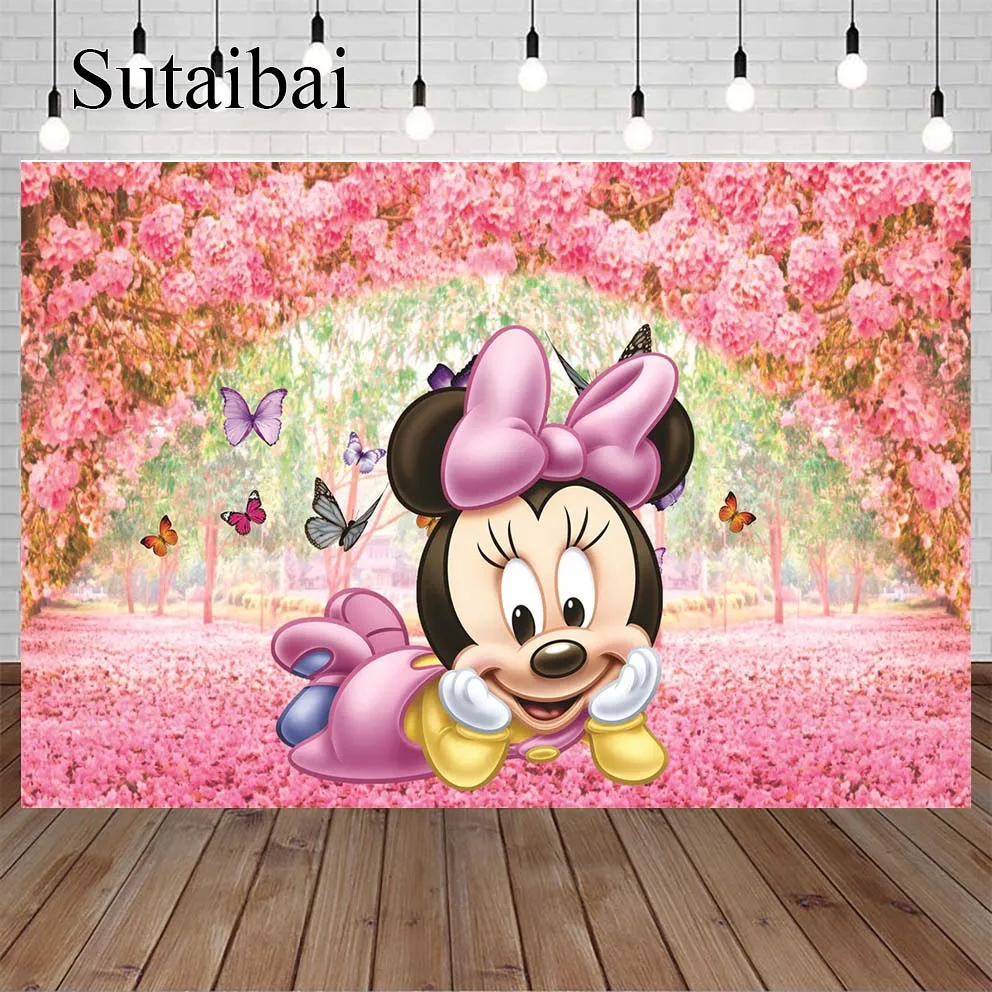 

Spring Backdrops Blossom Flower Cherry Petals Pink Minnie Mouse Sunshine Scenic Photo Backgrounds Photo Backdrops Photo Studio