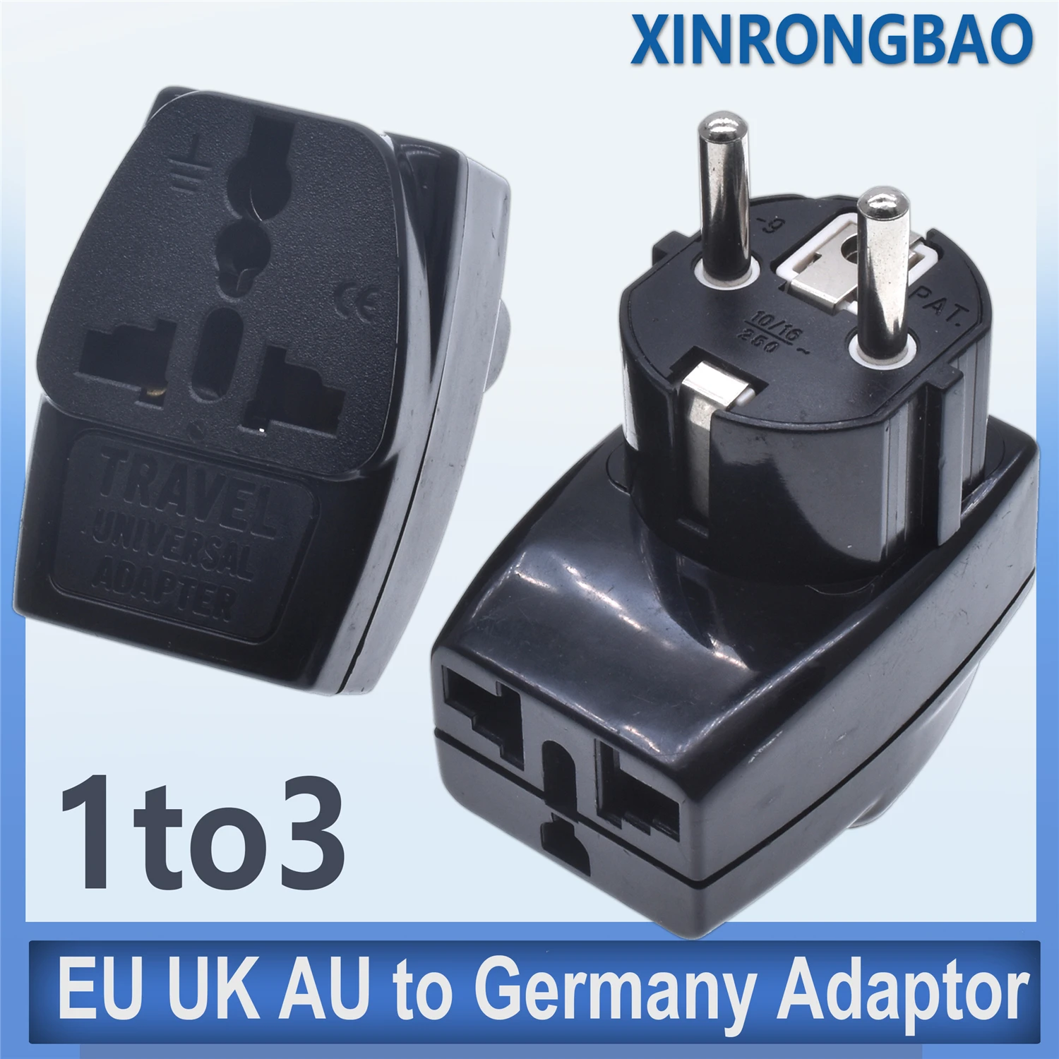 

AU/UK/US/EU to EU power adaptor plug Korea/France/Russia/Germany Europe universal travel adapter plug 3-into-1socket converter