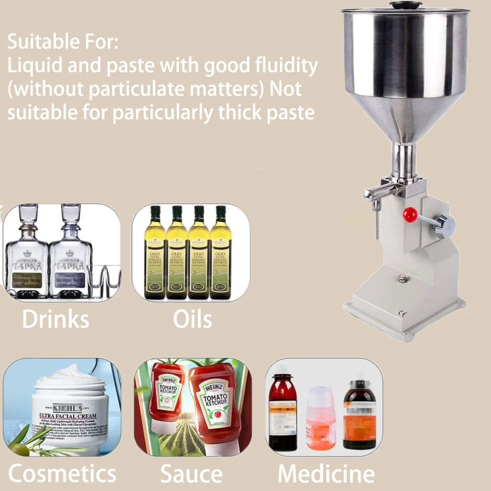 A03 manual paste liquid filling machine, 5-55 milliliter bottle, adjustable bottle filling machine can be used in the kitchen