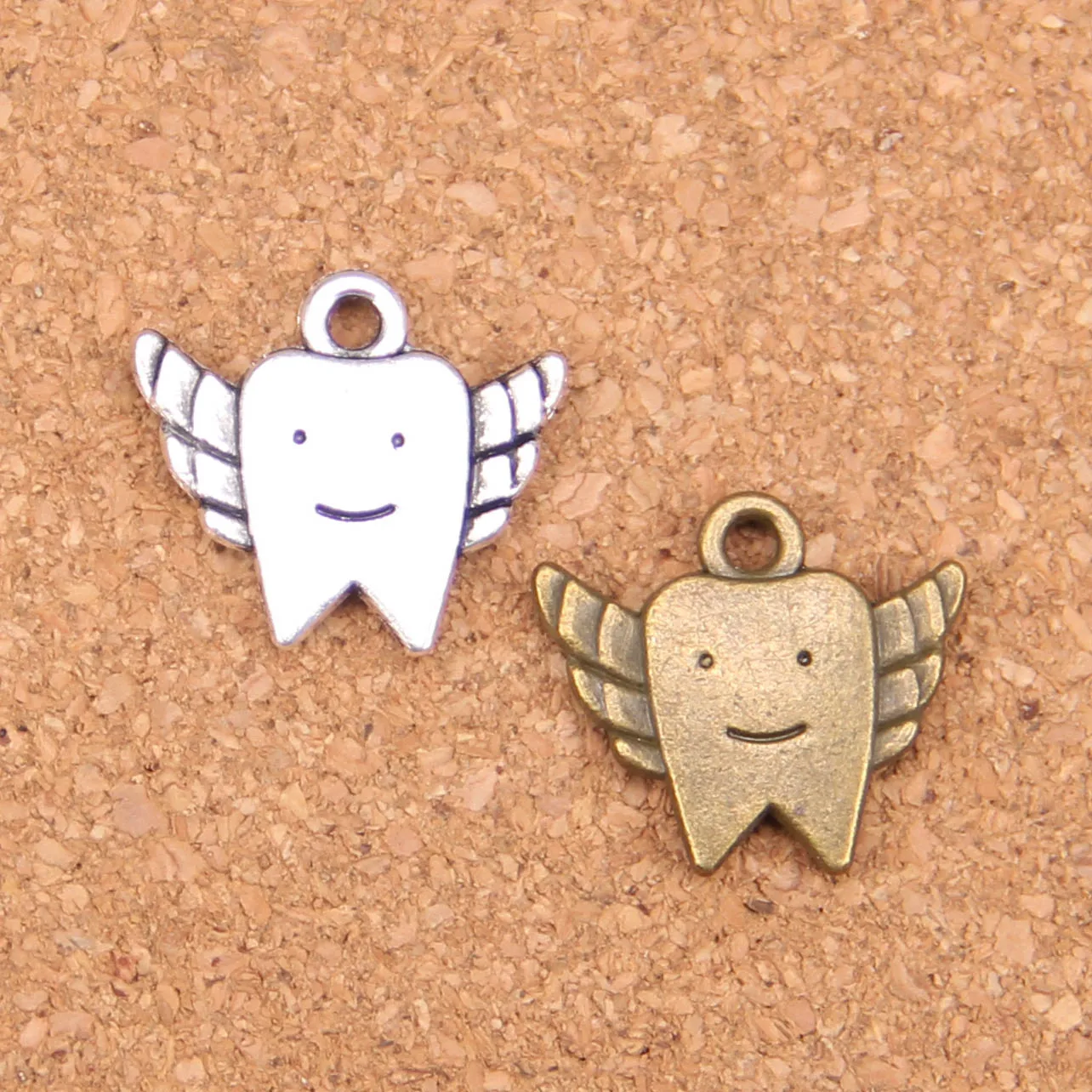 2pcs Tooth Clip on Charm Tooth Fairy Charms for Diy Jewelry or Bag Pendant