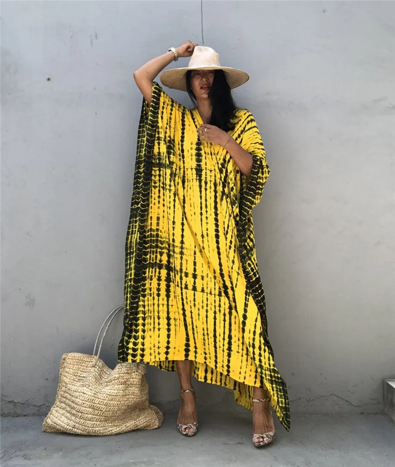 Fashion Casual Striped Print Long Dresses Women Bohemian V-neck Bat Sleeve Loose Slit Beach Dress Summer New Beachwear Vestidos 123 Fashion Casual Striped Print Long Dresses Women Bohemian V-neck Bat Sleeve Loose Slit Beach Dress Summer New Beachwear Vestidos