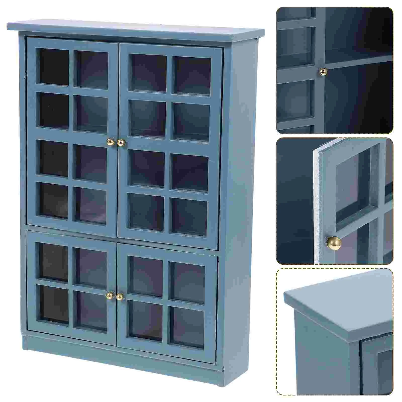 

Мебель для кукольного домика, мини-шкаф, кухонная модель, современный шкаф (четырехдверный шкаф), миниатюрный деревянный книжный шкаф, милый Декор