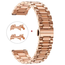 Stainless Steel Curved End Bracelet with Metal Butterfly Buckle - 22mm (Rose Gold)