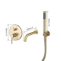 OUBONI Brush Gold Bathroom Shower Systerm Bathtub Faucet Wall Mount Golden Plated 2 Ways athtub Mixer Shower Set Mixer Tap 2