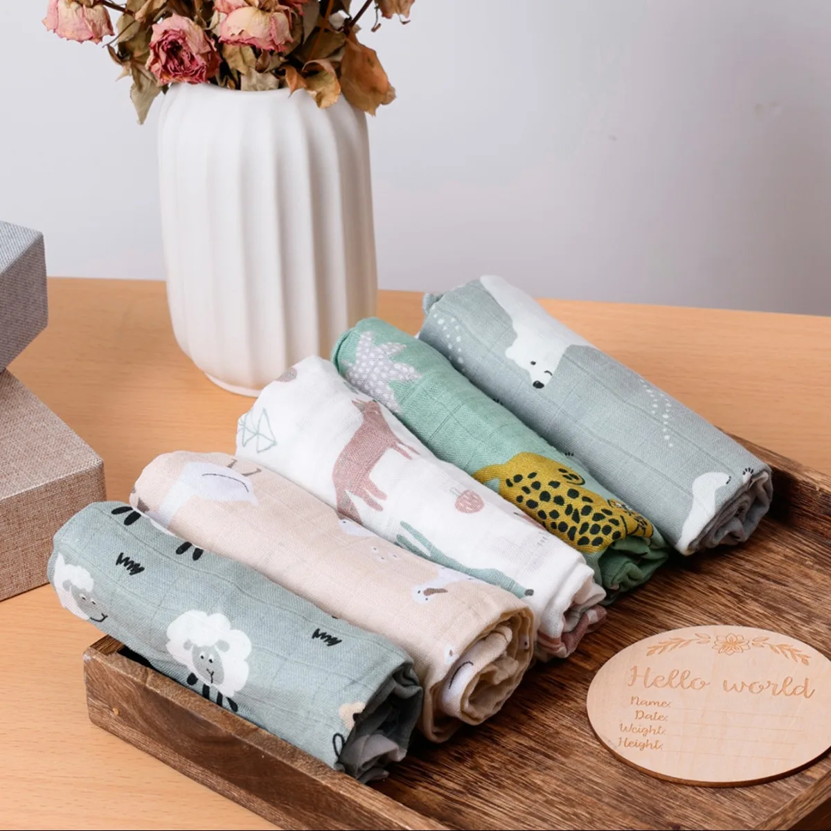 Muslin Swaddle Feeding Burp Cloth 5Pcs/set for Newborn