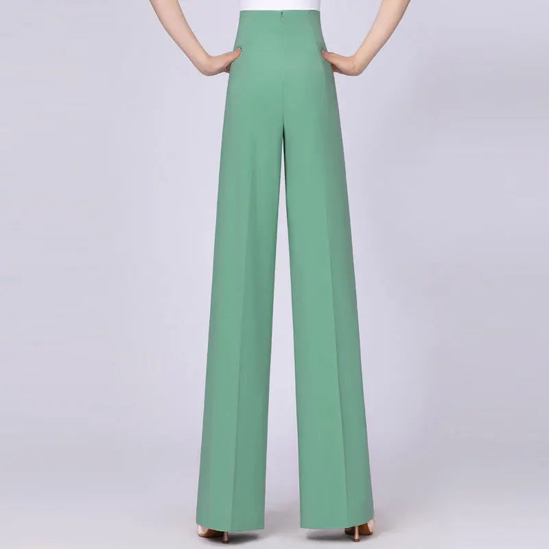 High Sense Dousha Green Social Dance Pants In Summer Gentle And Fashionable Design Sense High Waist National Standard Dance
