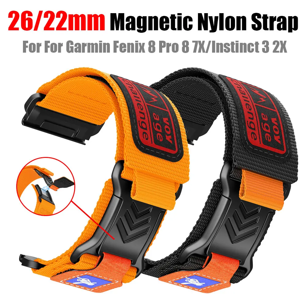 Magnetic Nylon Strap Replacement Wristband, 22/26mm