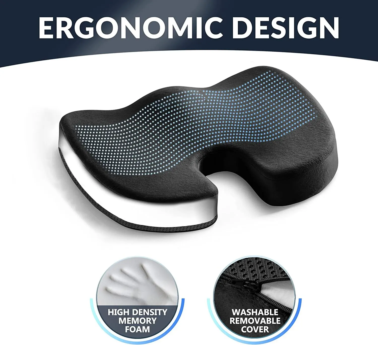 Gel cushion Non-slip gel and memory foam coccyx cushion office chair car sedentary artifact