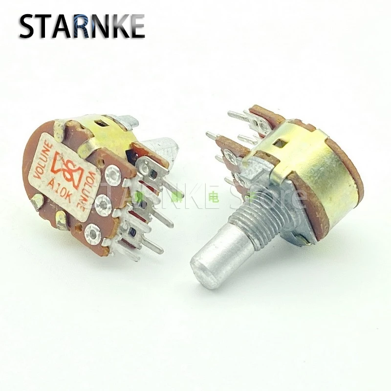 2PCS 16 Type A10K 6-Pin Dual Speaker Amplifier Audio Volume Potentiometer A103 D Shaft Length 15mm
