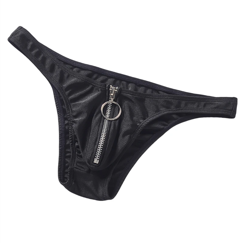 Men's Sexy U-Pouch Zipper Bikini Briefs - Soft, Breathable Exotic Lingerie