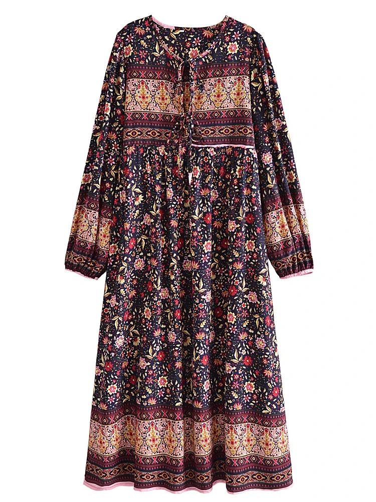 Robe Longue Bohême 2022 Robe Longue Bohème HAOLEI - Imprimé Floral Avec Poches (Grandes Tailles) Robe Femme Chic Et Elegant Soiree