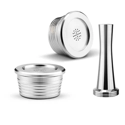 Stainless Steel Reusable Coffee Capsule Pod with Filter (2Cups 1Tamper)