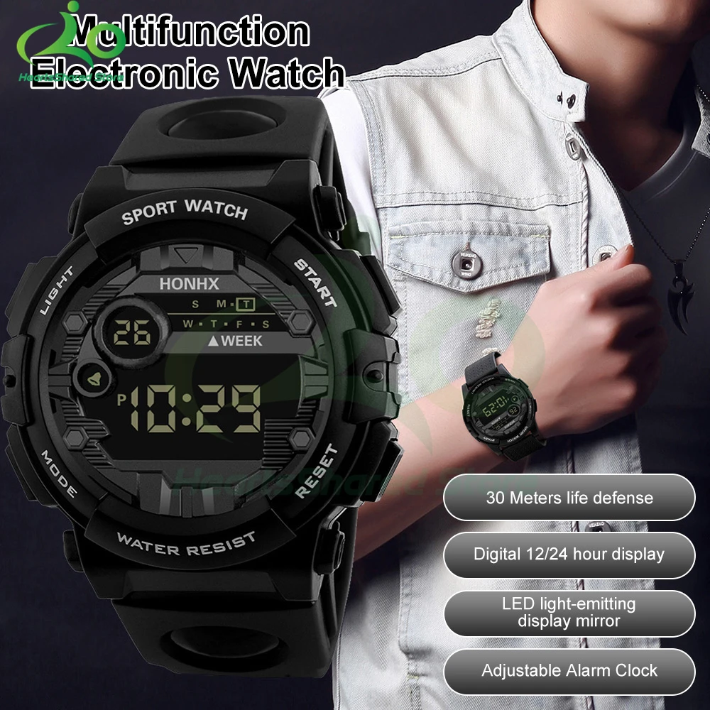 

Mens Watches Big Face Military Army Walking Sports Digital LED Waterproof Watch Led Watch Date Outdoor Sport Electronic Watch