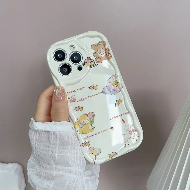 Cartoon Bow Bear Cat Cute Animal Phone Case