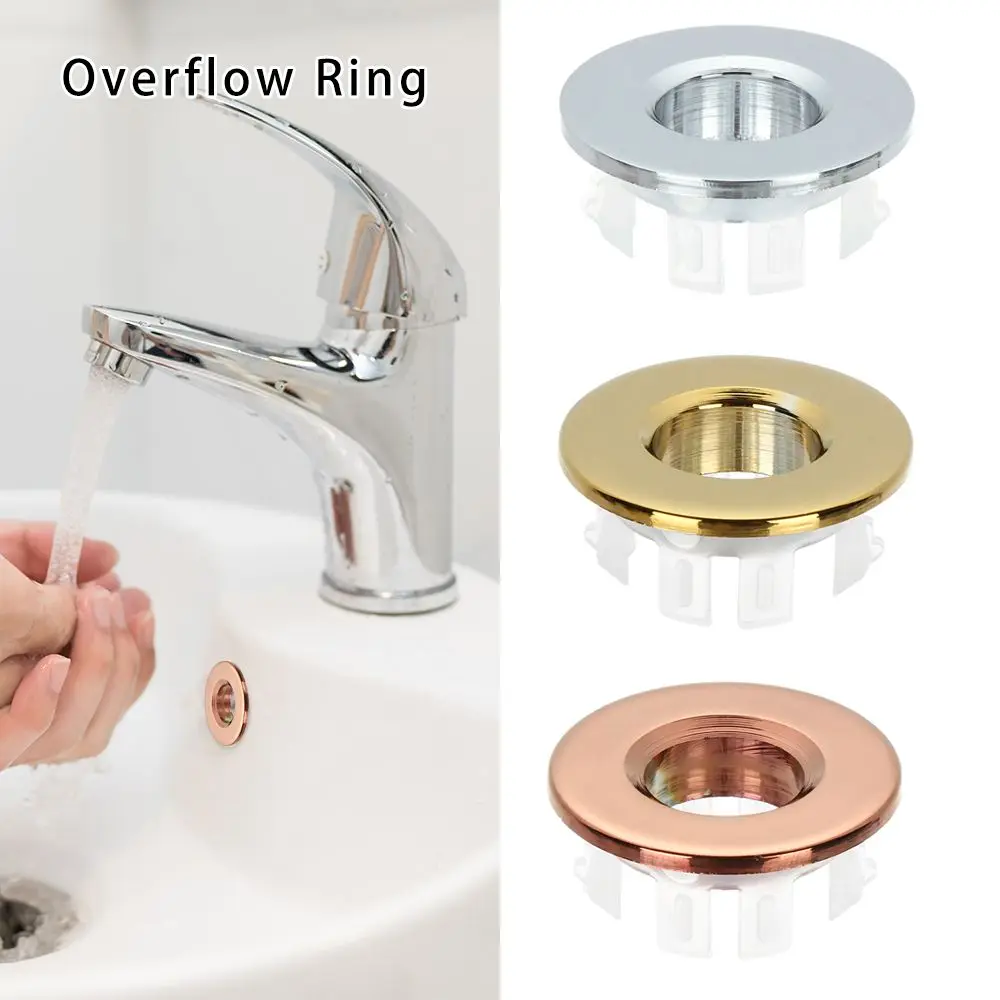 Sewer Seal Ring Bathroom Sink Plug Drain Seal Plug Bathtub Stopper Sink Hole Cover Washbasin Leak Plug Basin Drain Cover Round Sink Overflow Ring Tub For 23-25mm Drain Stopper Round Metal Overflow Hole Pedestal Washbasin Cabinet Basin Accessories