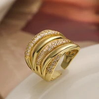 Bagues géométriques de luxe en cuivre avec incrustation de zircone cubique AAA, 31 styles, couleur or, pour femmes élégantes 4