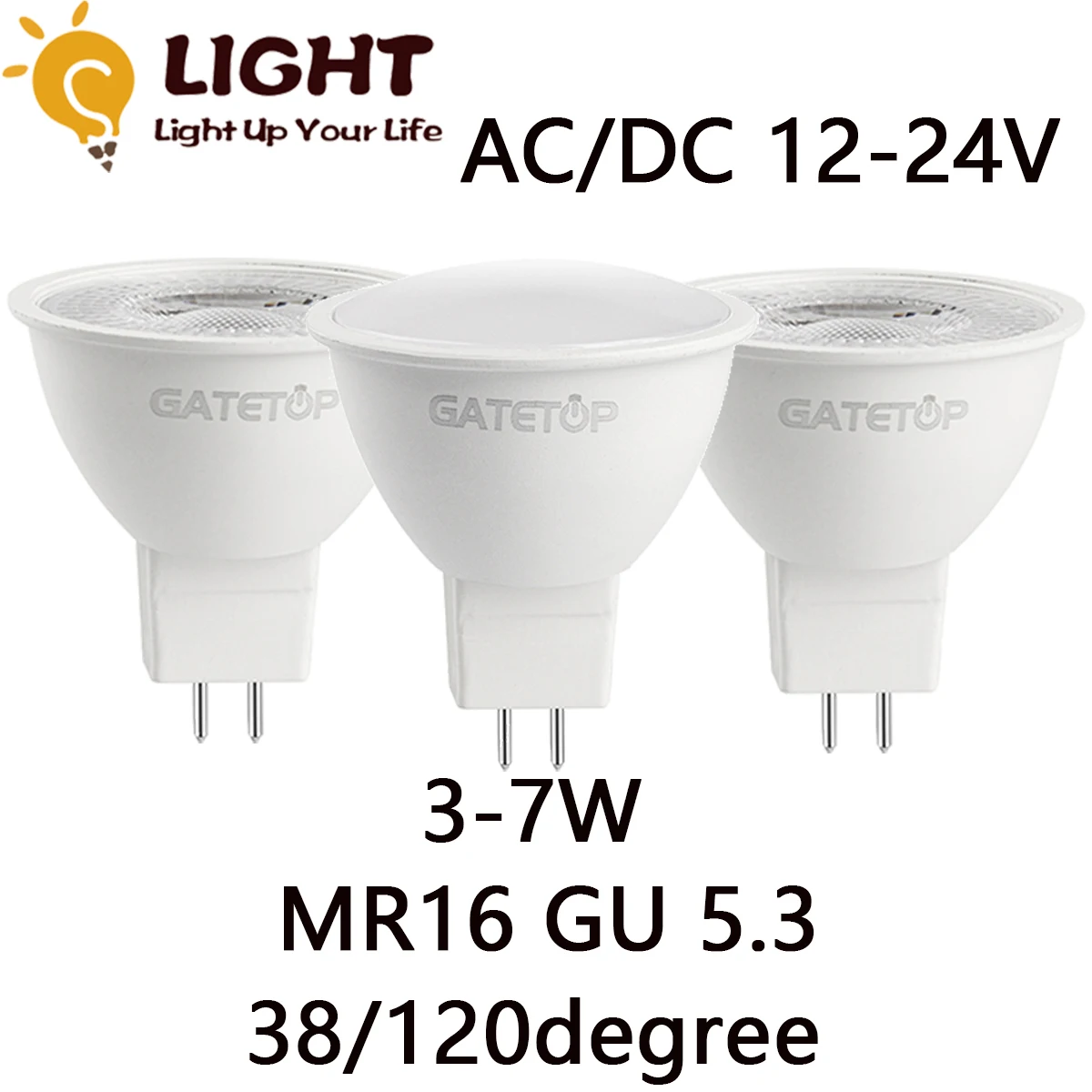 10PCS MR16 LED Spotlight 38/120 Degrees AC/DC LED 12V-24V Light Without Flicker 3W -7W Lamp For Home Decoration
