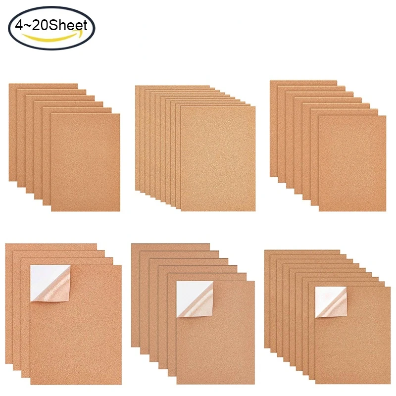 Tablero de corcho autoadhesivo de 8 piezas, Mini azulejos de corcho de pared,  posavasos de aislamiento, pegatinas de dibujo de imagen, artesanía DIY,  suministros de decoración del hogar