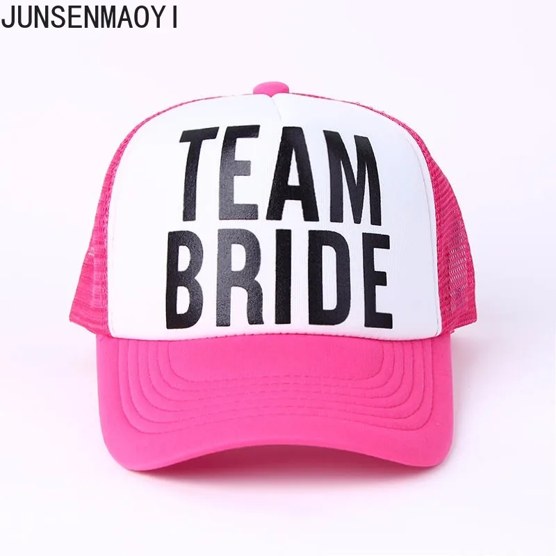 VORON BRIDE TO BE TEAM BRIDE Bachelorette Hats Women Wedding Preparewear Trucker Caps White Neon Mesh Visor Outdoor Sun Hat 3