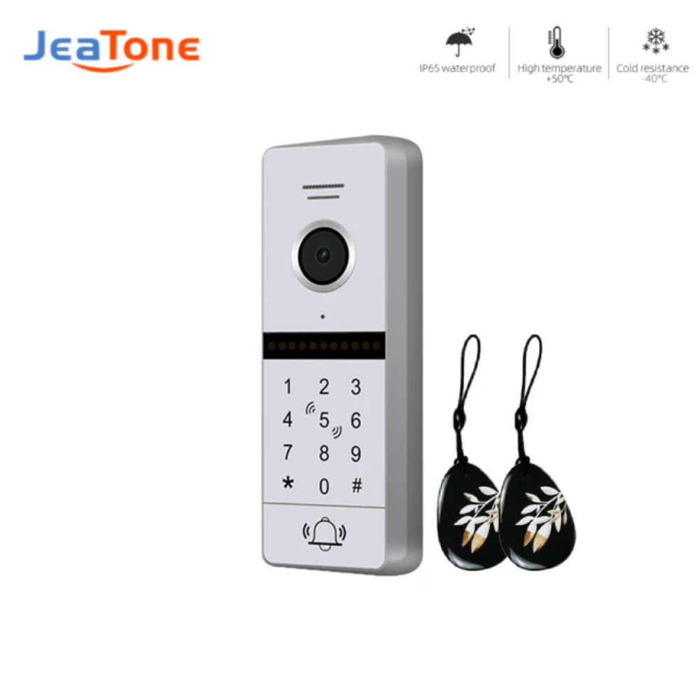 

Jeatone 4-Wire Video Doorbell For Video Intercom System Password Unlock Swiping 4Pin Call Panel FHD 1080P IP65 Waterproof 84207