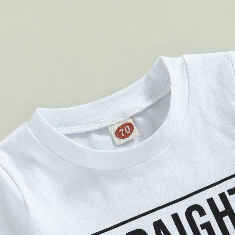 

2Pcs Infant Toddler Baby Boy Summer Clothes Short Sleeve Funny Letters T-Shirt Tops Solid Color Shorts Set Casual Outfit