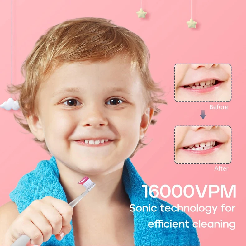 SEAGO Toddler Electric Toothbrushes for Baby Ages 0-3 Years Baby Toothbrush with Smart Timer Soft Brush for Baby with 8 Refills 5