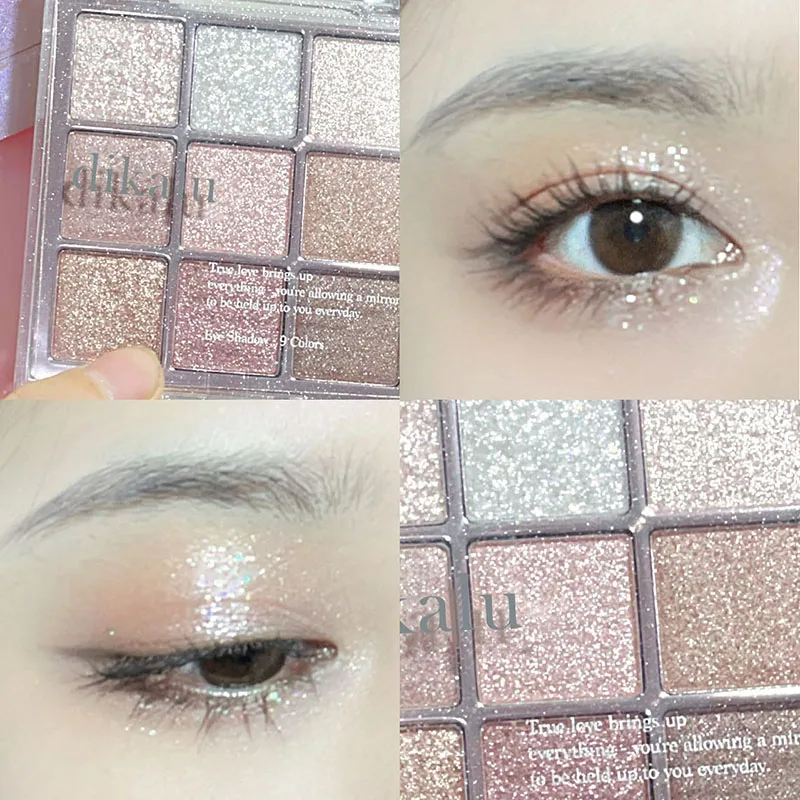 Eye Shadow 9-Color Glitter Pearly Nude Long Lasting Korean Charming Eyes Make Up Cosmetics