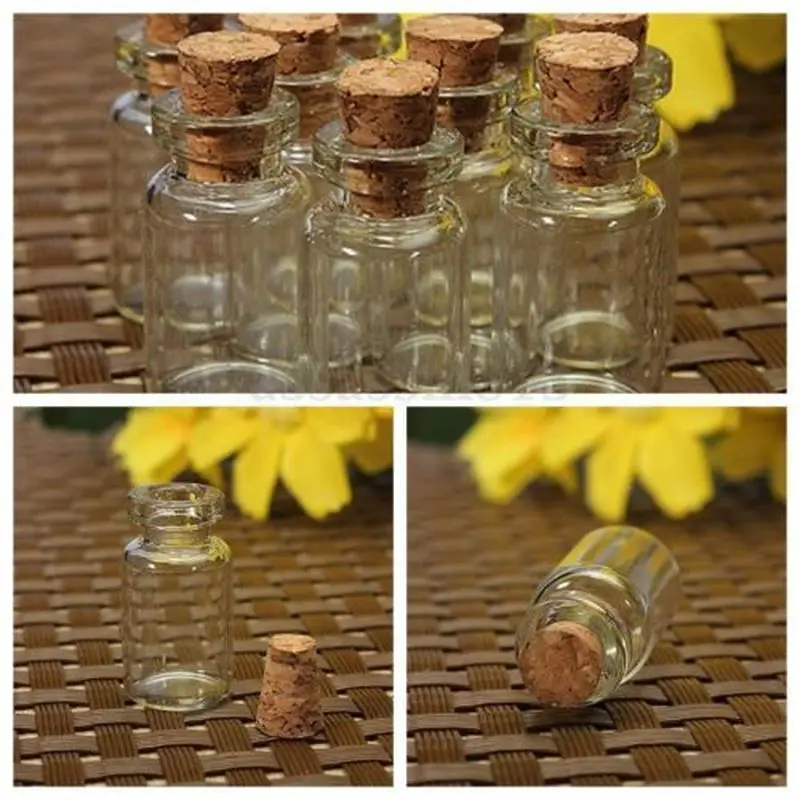 5 개 0.5/1/1.5/2/2.5/5 ml 유리 보관 용기, 코르크 항아리 병 유리 용기와 빈 투명 작은 바이알 용기