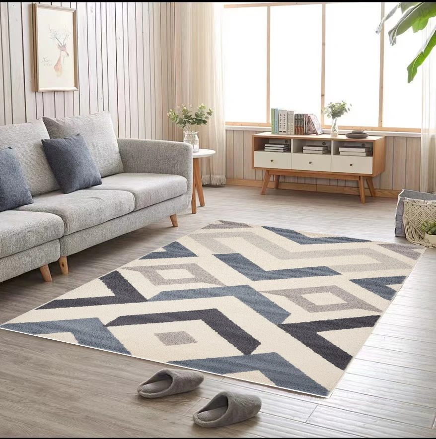 thumbnail image 1 of VIKAMA - Alfombra geométrica sencilla para sala de estar, dormitorio, oficina, sofá, mesa de café, lavable, resistente a la suciedad, antideslizante, 1 of 5