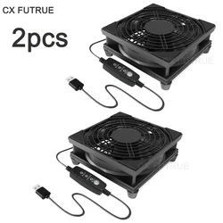 Silent USB - Powered Fan with Adjustable 3 - Speed Controller (2pcs)