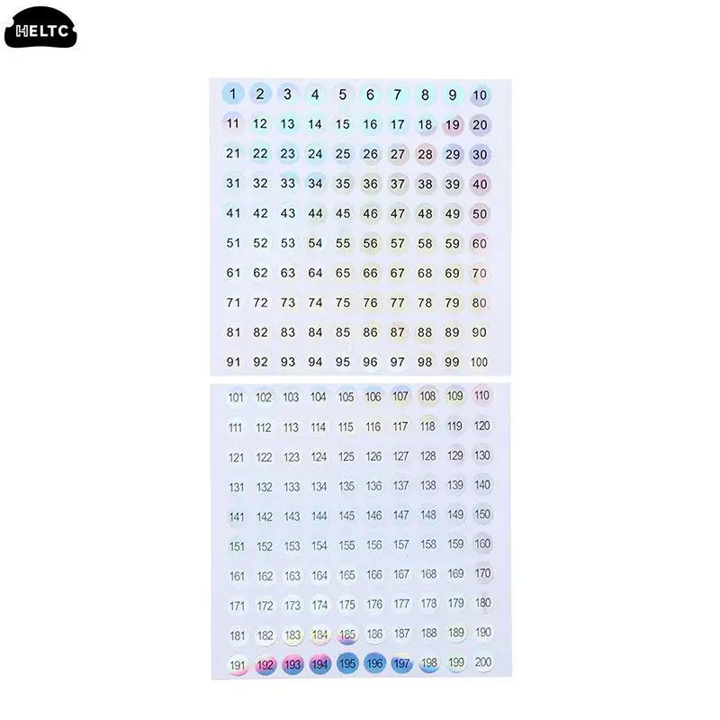 1Sheet Waterproof Number 1-200 Laser Labels Stickers For DIY Craft Nail Polish Lipstick Color Number Tags Bar Wine Glass Labe