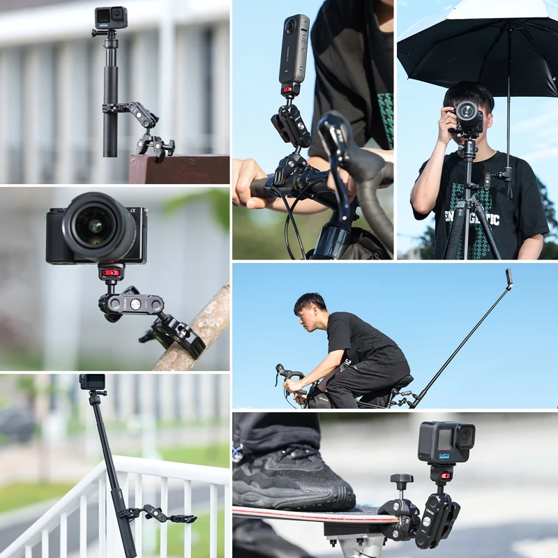 Ulanzi CO17 Super Clamp with 360° Dual Ball Head Magic Arm Adapter for Panoramic Camera Umbrella LED Light Tubular Railing Bike