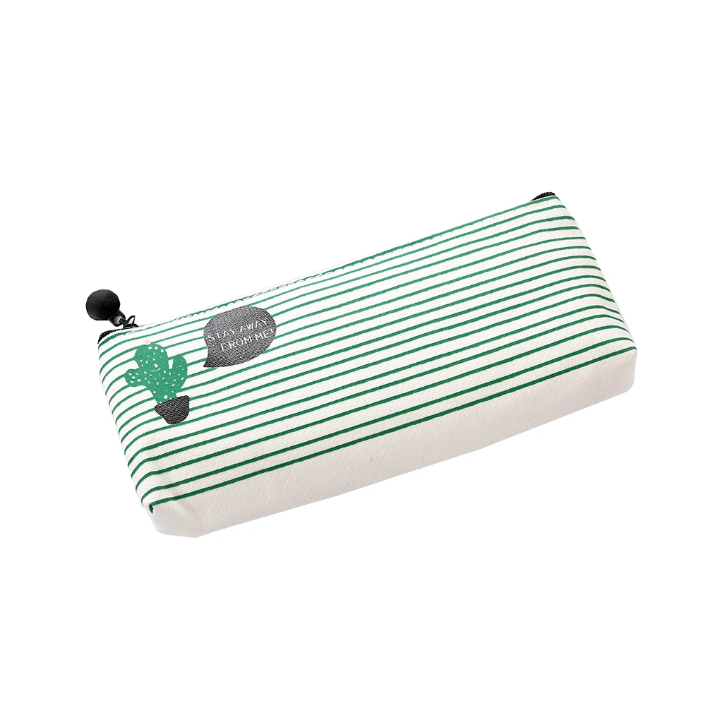 Pencil Case Travelling Accessories Cute Cactus Canvas Pouch Makeup Bag with Zipper School Supplies Storage Bags 1pcs