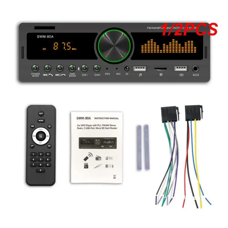 

1/2PCS 1Din Car Radio Multimedia Handsfree MP3 Player FM AM Audio 12V USB/SD/AUX Input In Dash Locator Auto Stereo Head Unit