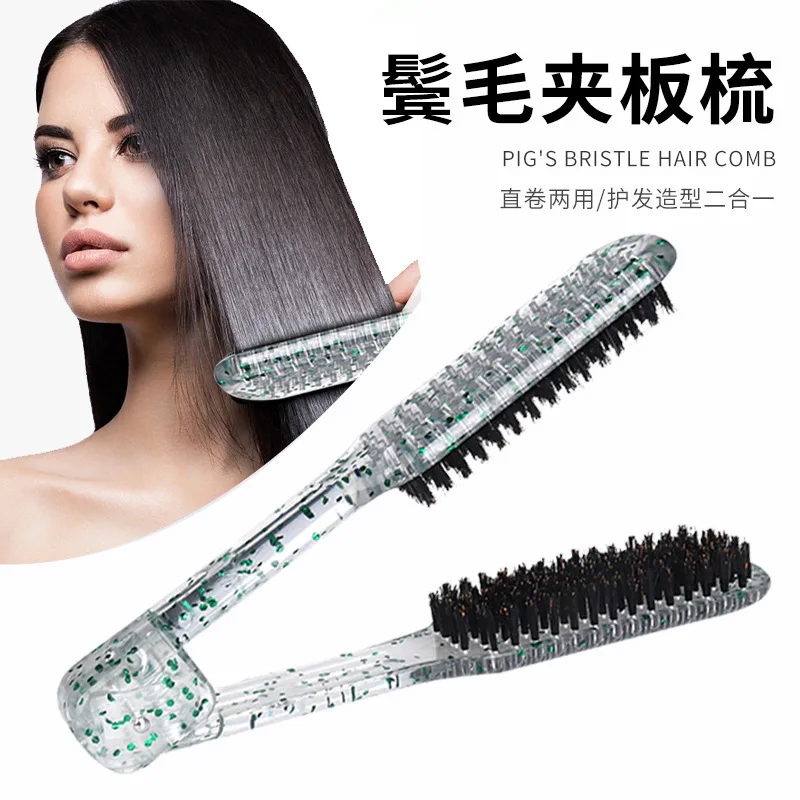 

Женская Блестящая шина, расческа для выпрямления волос, V-выпрямитель, ионный зажим, салонный Кондиционер для волос