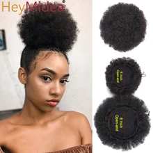 

6'' 8''Afro Puff Drawstring Ponytail Hair Extension Synthetic Fluffy Kinky Curly Clip On Ponytail Bun Donut Chignon Hairpieces